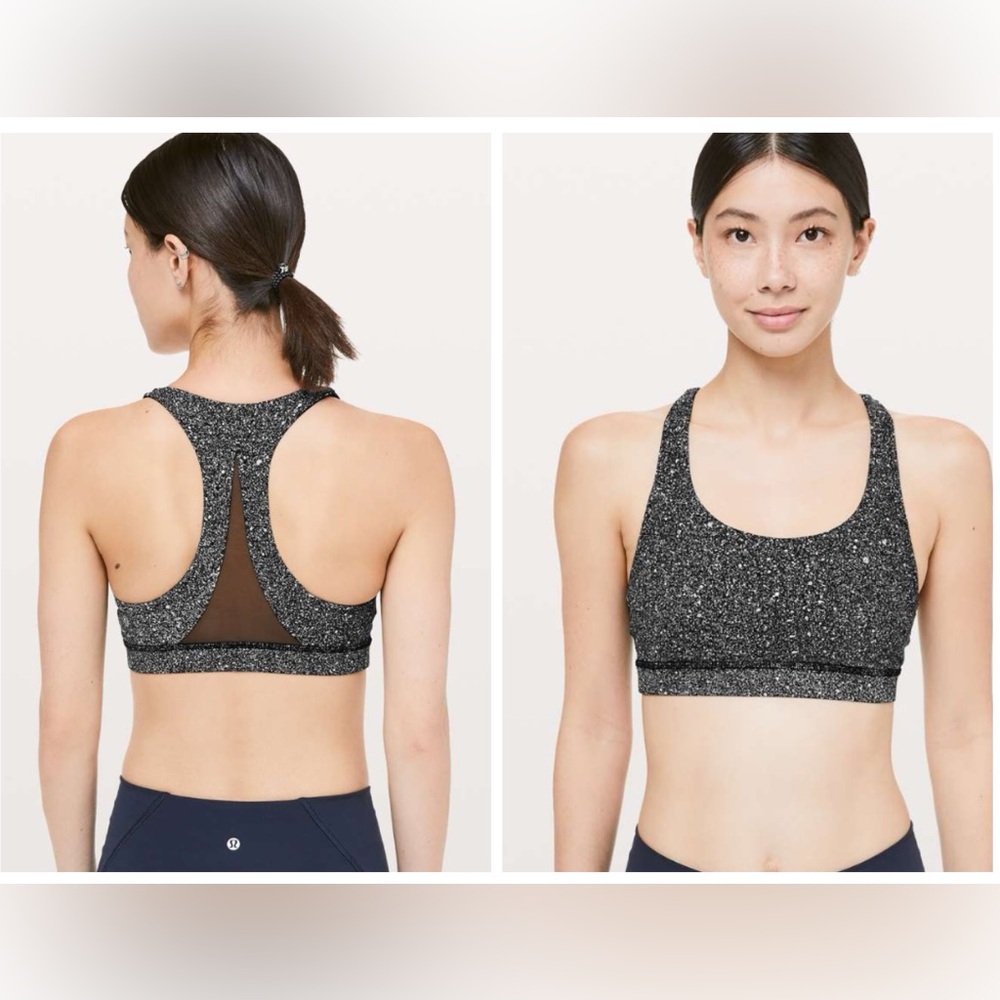 Lululemon Invigorate Bra Luminesce Splatter White Black / Black size 8